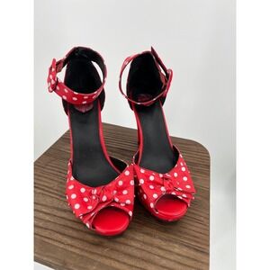 T.U.K | Shoes | Tuk Red Leopard Heart Cutout Platform Heel  display picture 1